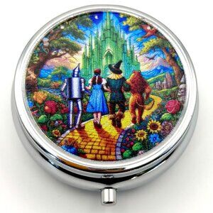 Wizard of Oz Characters Yellow Brick Road 3 Compartment Purse Travel Pill Box